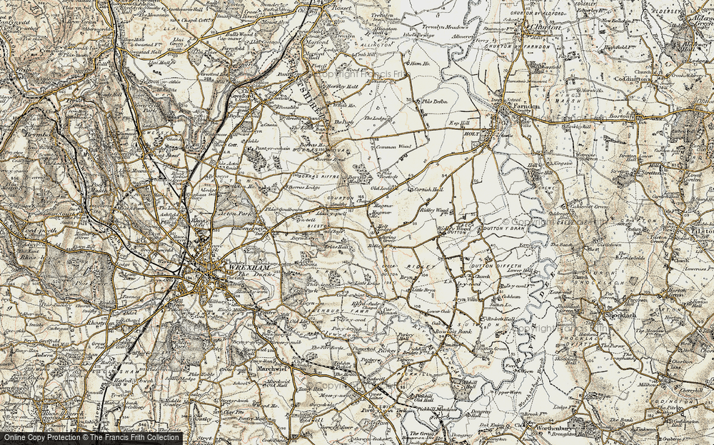 Old Map of Historic Map covering Plas Bostock in 1902