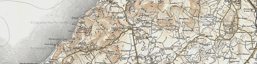 Old map of Llanaelhaearn in 1903