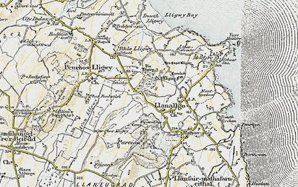 Old map of Llanallgo in 1903-1910