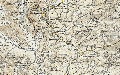 Old map of Llananno in 1901-1903