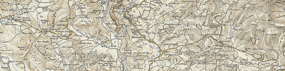 Old map of Ysgwd-ffordd in 1901-1903
