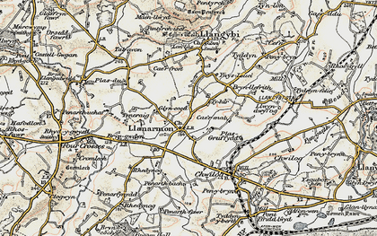 Old map of Llanarmon in 1903