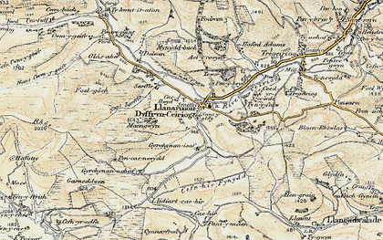 Old map of Llanarmon Dyffryn Ceiriog in 1902-1903