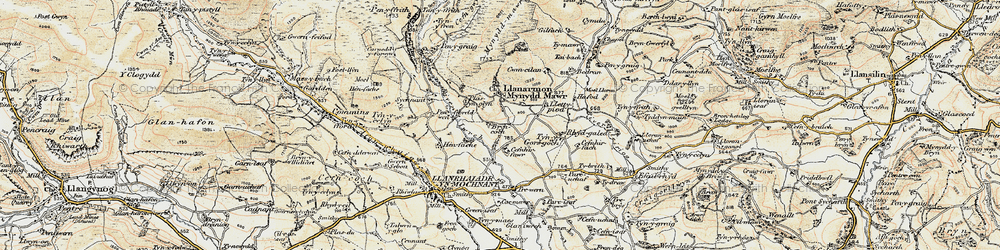 Old map of Afon lwrch in 1902-1903
