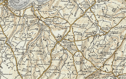 Old map of Llanarth in 1901-1903