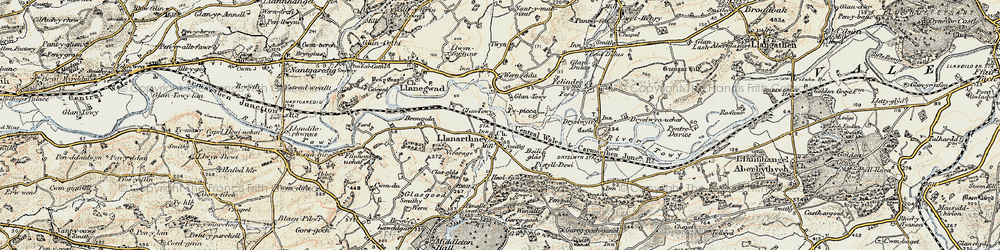 Old map of Llanarthne in 1900-1901