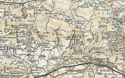 Old map of Llanbad in 1899-1900