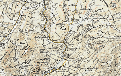 Old map of Llanbadarn Fynydd in 1901-1903