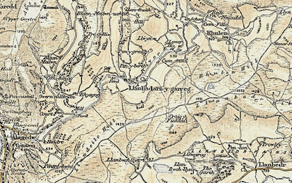 Old map of Llanbadarn-y-garreg in 1900-1902