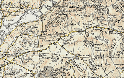 Old map of Llanbeder in 1899-1900