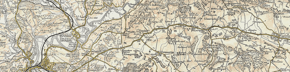Old map of Llanbeder in 1899-1900
