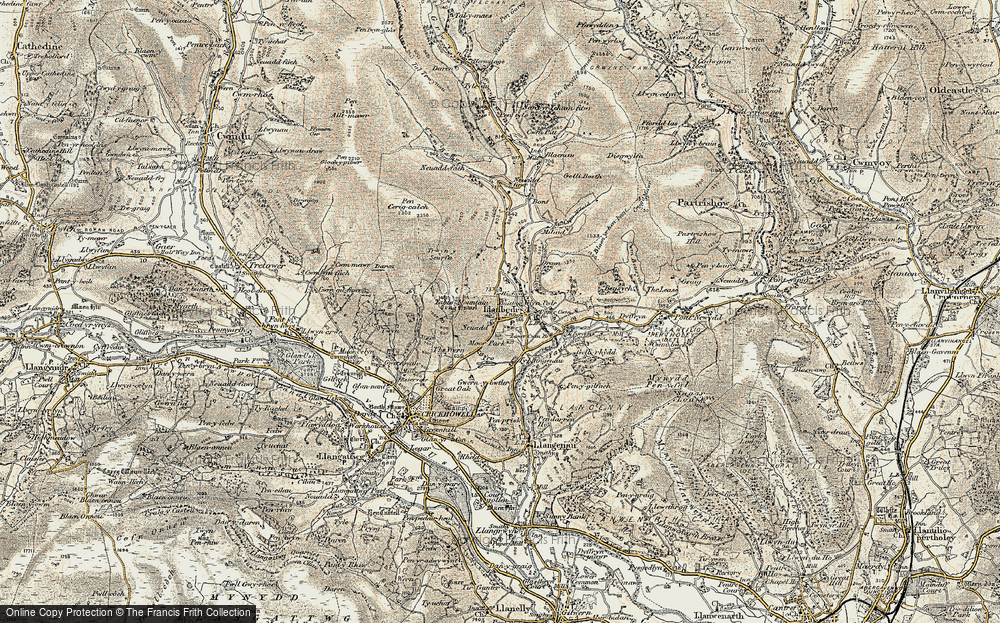 Old Map of Historic Map covering Bont in 1899-1901