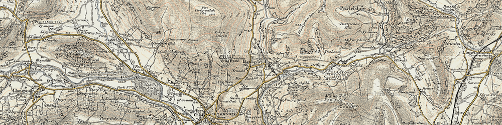 Old map of Bont in 1899-1901