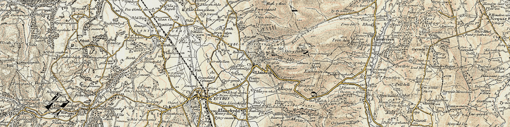Old map of Llanbedr-Dyffryn-Clwyd in 1902-1903