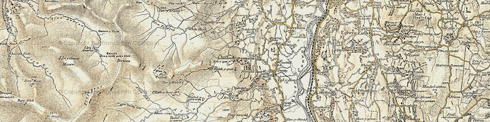 Old map of Afon Dulyn in 1902-1903