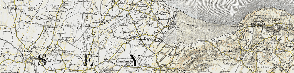 Old map of Llanbedrgoch in 1903-1910
