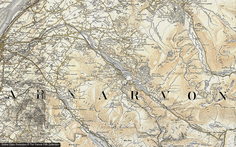 OLD ORDNANCE SURVEY DETAILED MAP LLANBERIS CAERNARVONSHIRE 1912 SHEET 16.08 