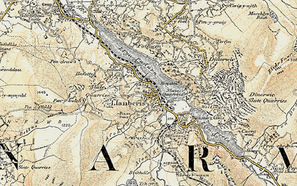 Old map of Llanberis in 1903-1910