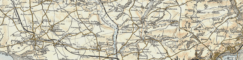 Old map of Llanbethery in 1899-1900