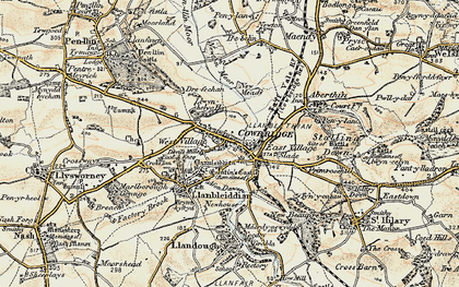 Old map of Llanblethian in 1899-1900