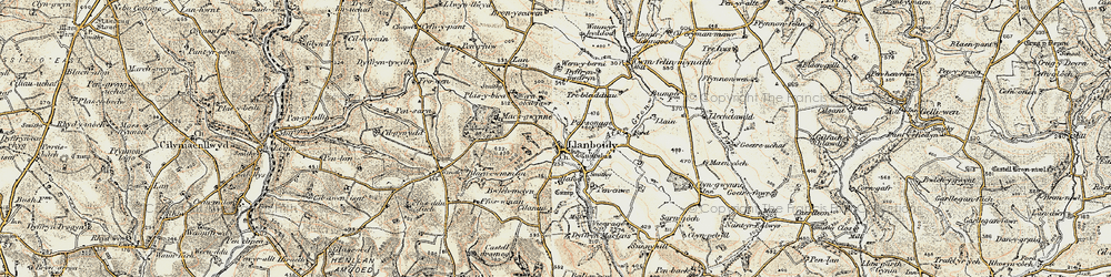 Old map of Afon Gronw in 1901