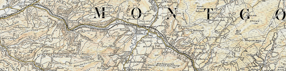 Old map of Llanbrynmair in 1902-1903