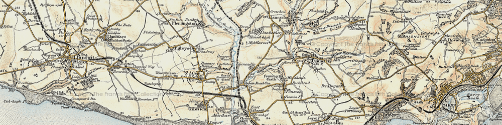Old map of Llancadle in 1899-1900