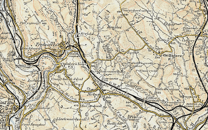 Old map of Llancaiach in 1899-1900