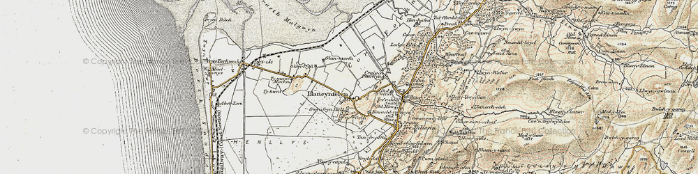Old map of Llancynfelyn in 1902-1903