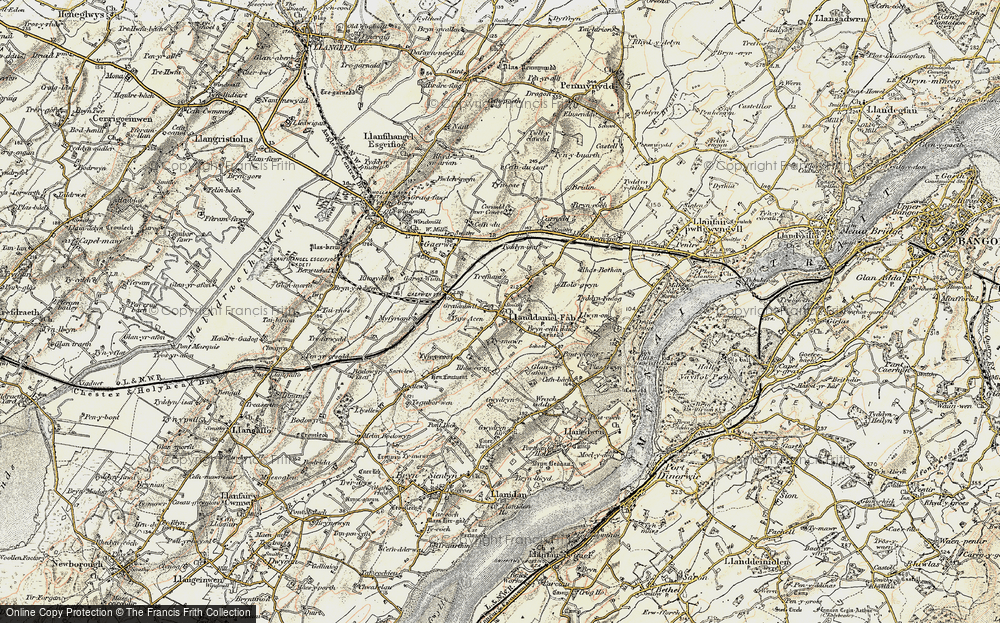 Old Map of Historic Map covering Bryncelli Ddu in 1903-1910