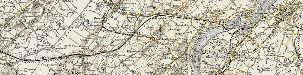 Old map of Llanddaniel Fab in 1903-1910