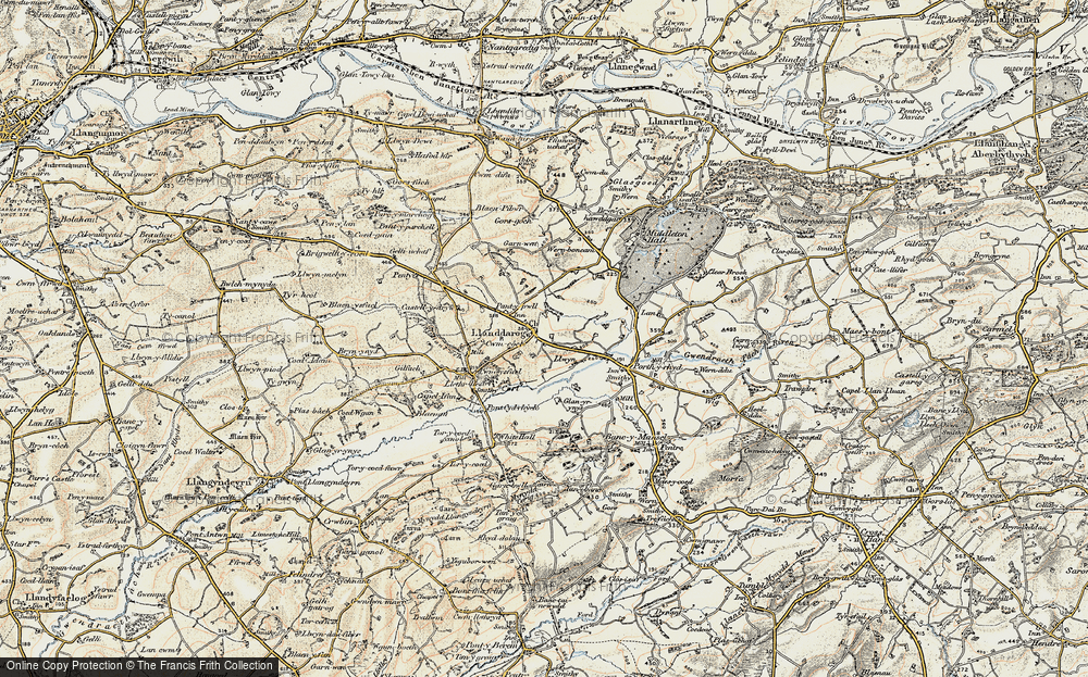 Old Map of Llanddarog, 1901 in 1901