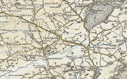 Old map of Llanddarog in 1901
