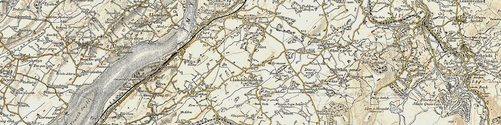 Old map of Llanddeiniolen in 1903-1910