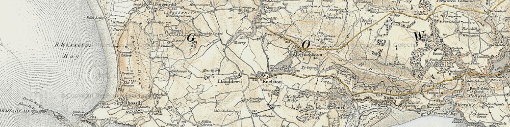 Old map of Llanddewi in 1900-1901