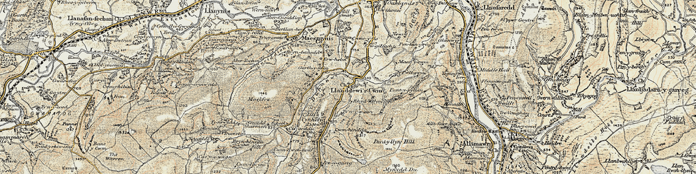 Old map of Llanddewi'r Cwm in 1900-1902