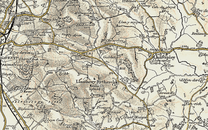 Old map of Llanddewi Rhydderch in 1899-1900