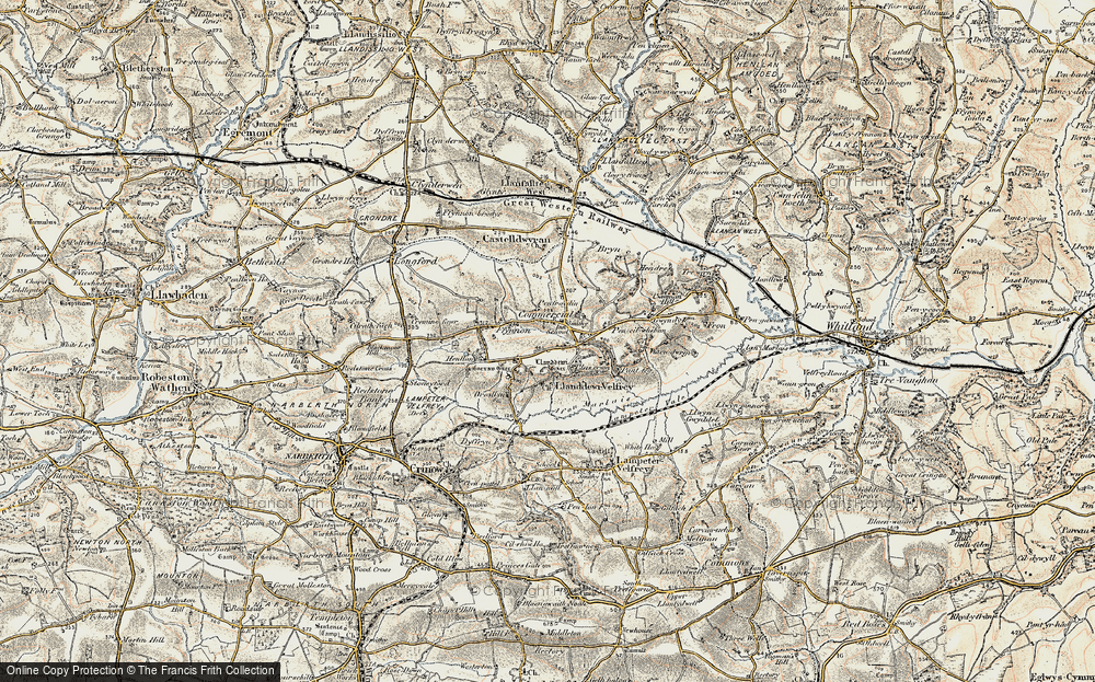 Old Map of Llanddewi Velfrey, 1901 in 1901
