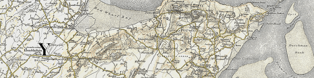 Old map of Llanddona in 1903-1910