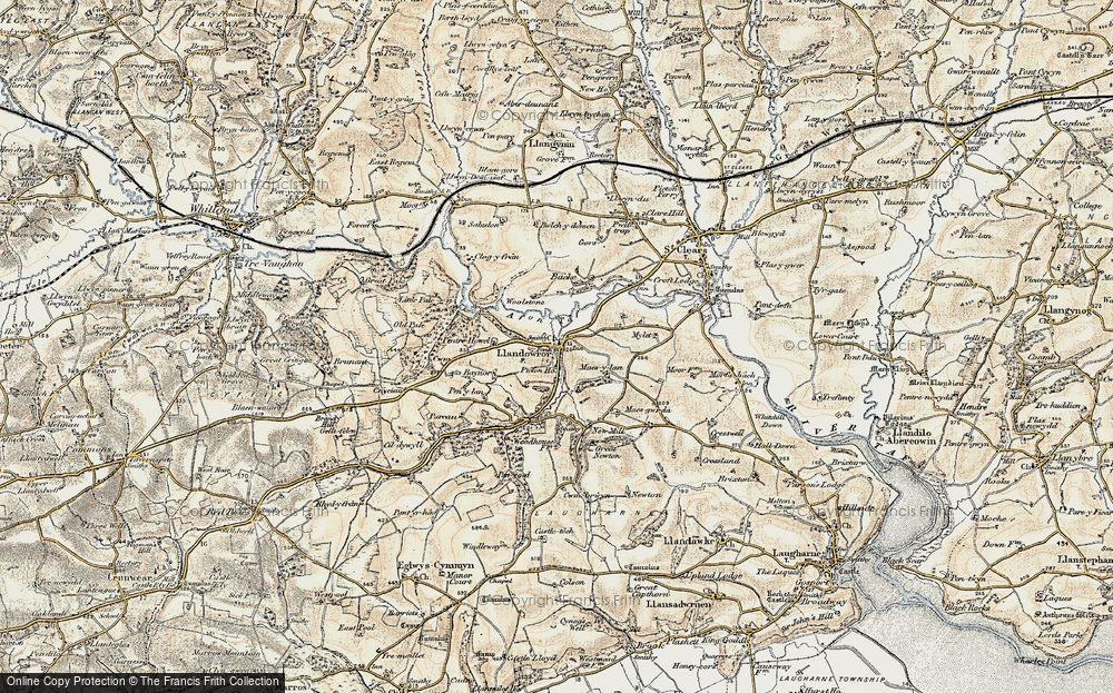 Old Map of Llanddowror, 1901 in 1901