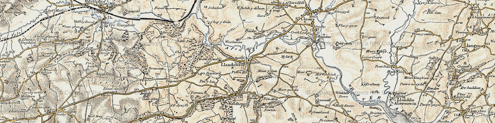 Old map of Llanddowror in 1901