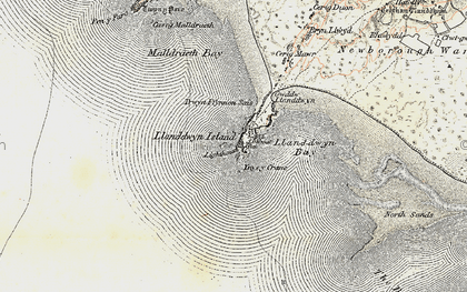 Old map of Llanddwyn Island in 1903-1910