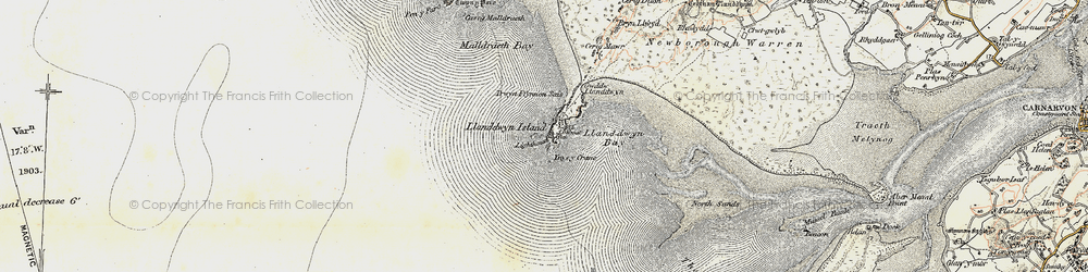 Old map of Llanddwyn Island in 1903-1910