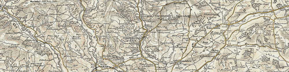 Old map of Llandefaelog in 1900-1901