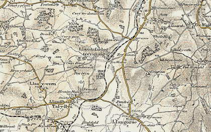 Old map of Llandefaelog-tre'r-graig in 1900-1901