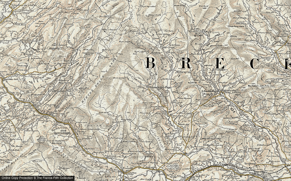 Old Map of Historic Map covering Twyn Brynhicet in 1900-1902