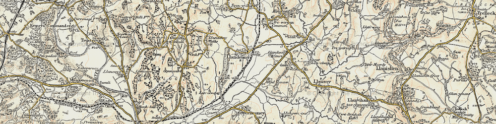 Old map of Llandenny in 1899-1900