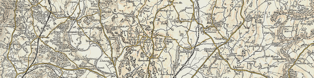 Old map of Llandenny Walks in 1899-1900