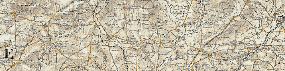 Old map of Blaenllwydarth in 1901