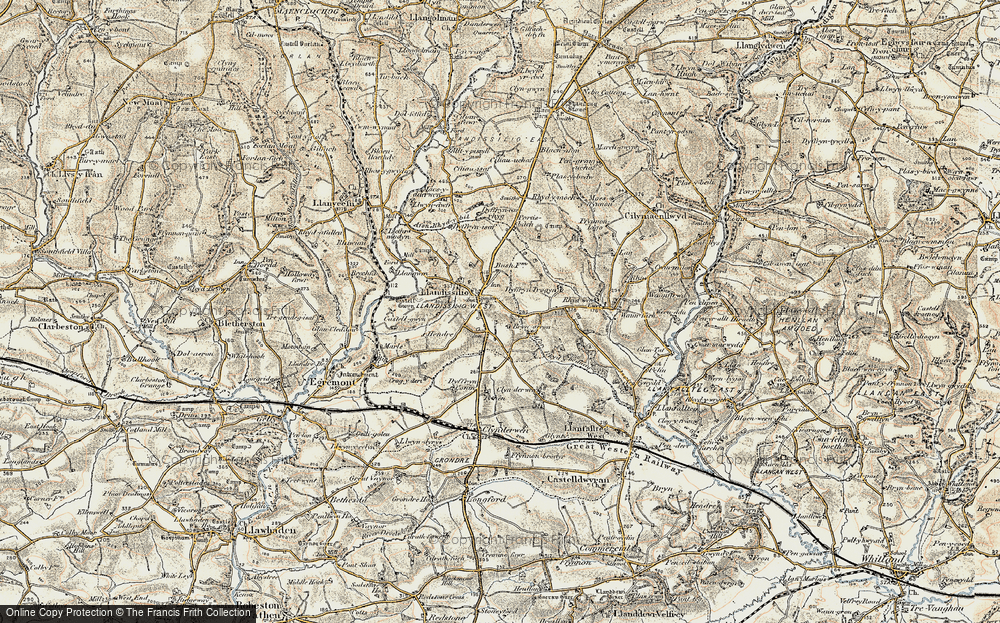 Old Map of Historic Map covering Afon Rhydybennau in 1901